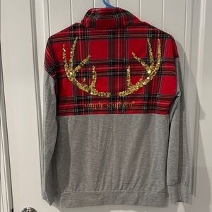 Simply Southern Red and Gray Quarter-Zip Lightweight Sweatshirt